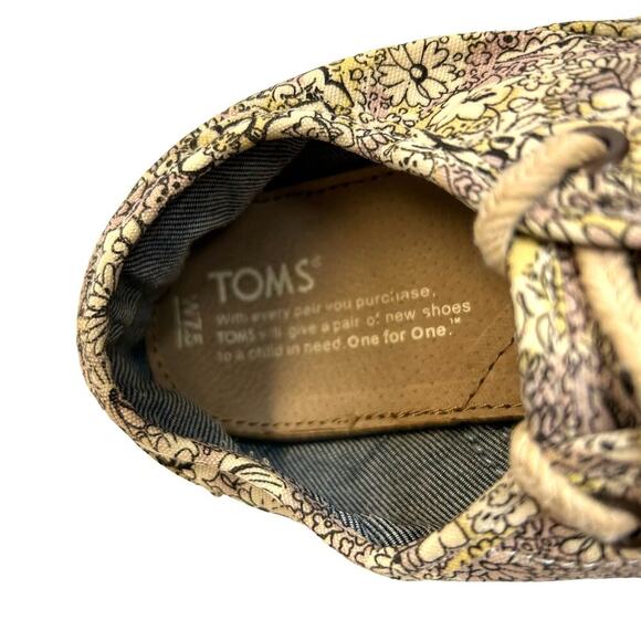 Toms Floral Canvas Espadrille Flat Lace Ups Comfort Shoe Cottage Boho size 7.5 - Picture 5 of 5